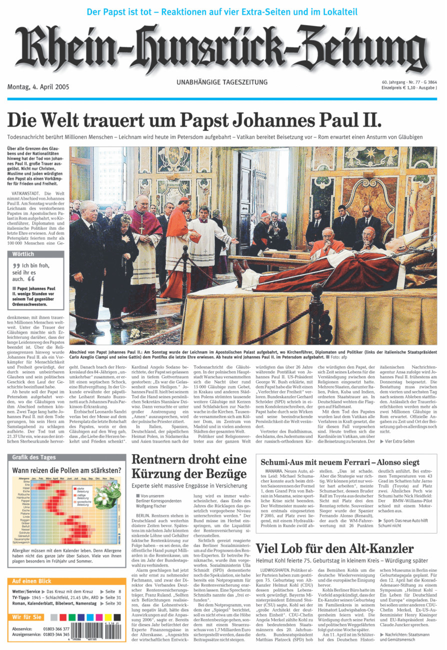 Rhein-Hunsrück-Zeitung vom Montag, 04.04.2005