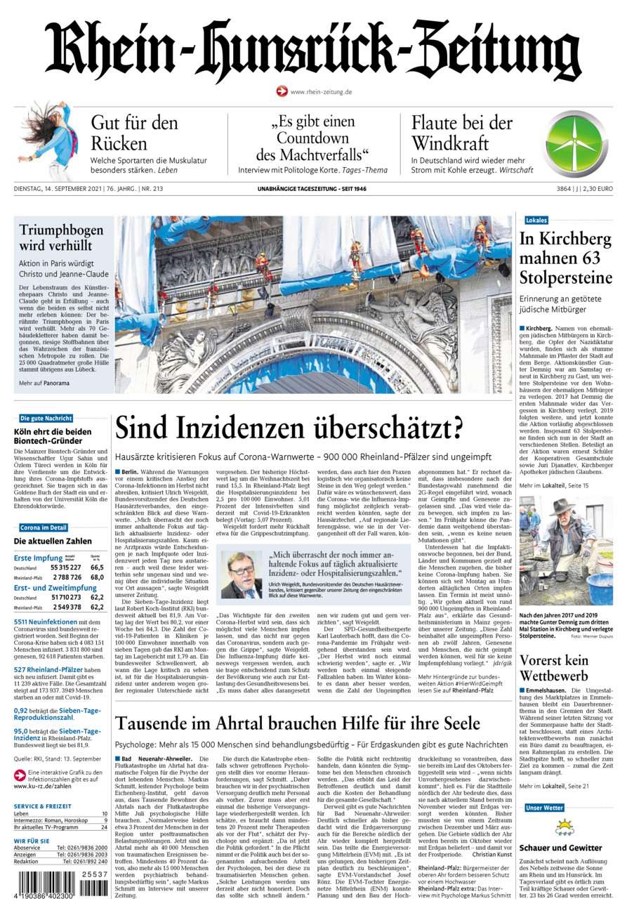 Rhein-Hunsrück-Zeitung vom Dienstag, 14.09.2021