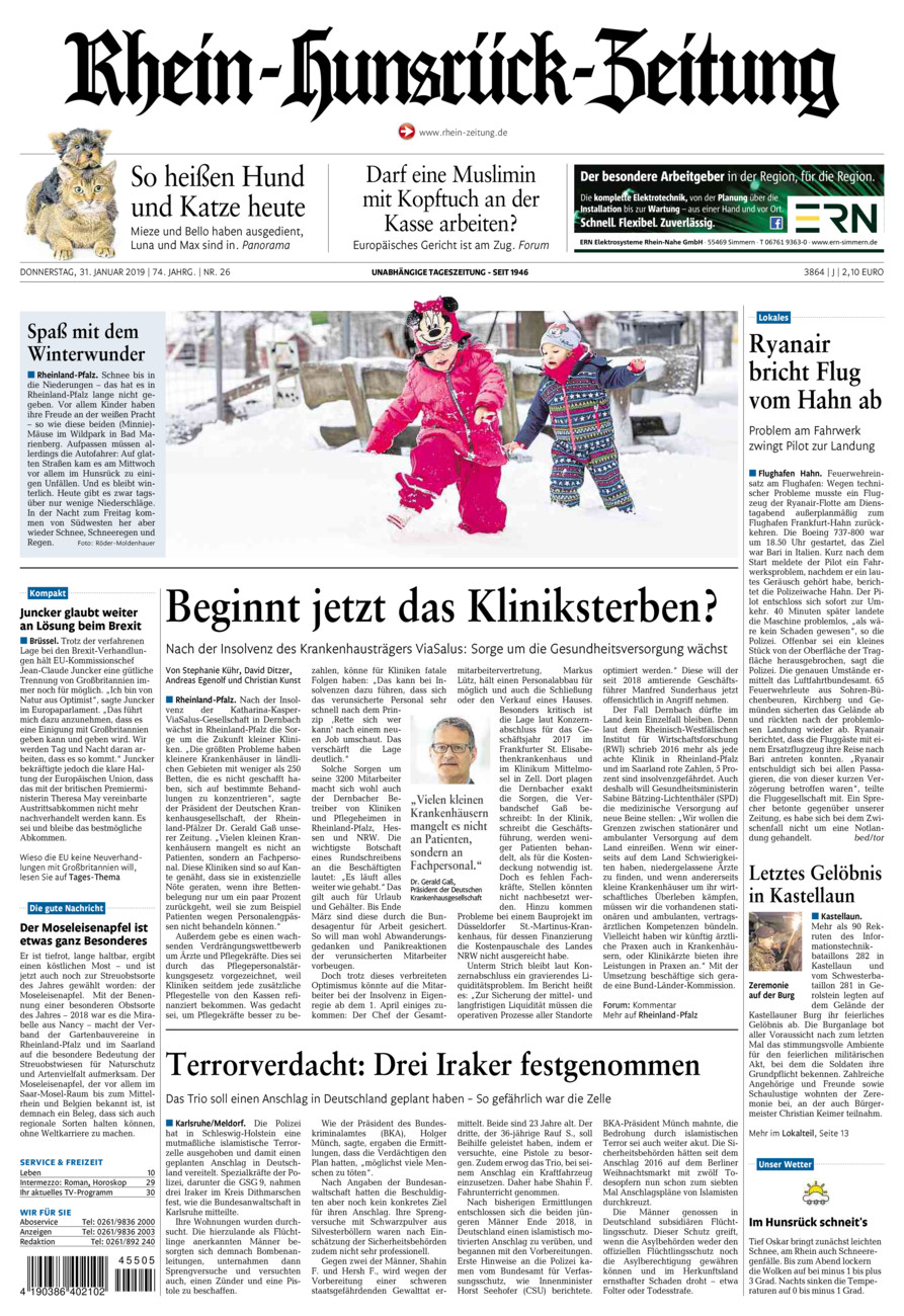 Rhein-Hunsrück-Zeitung vom Donnerstag, 31.01.2019