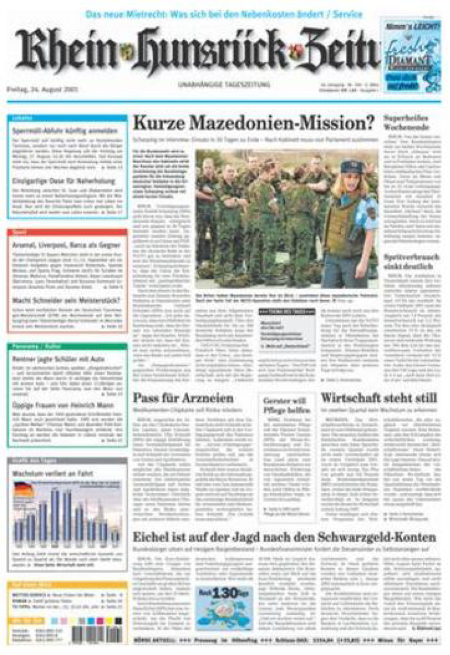 Rhein-Hunsrück-Zeitung vom Freitag, 24.08.2001