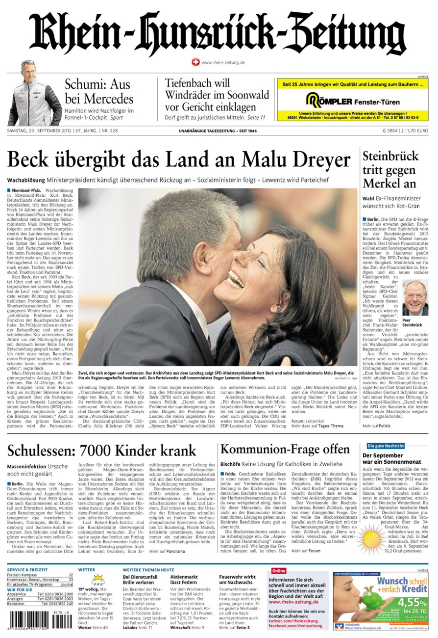 Rhein-Hunsrück-Zeitung vom Samstag, 29.09.2012