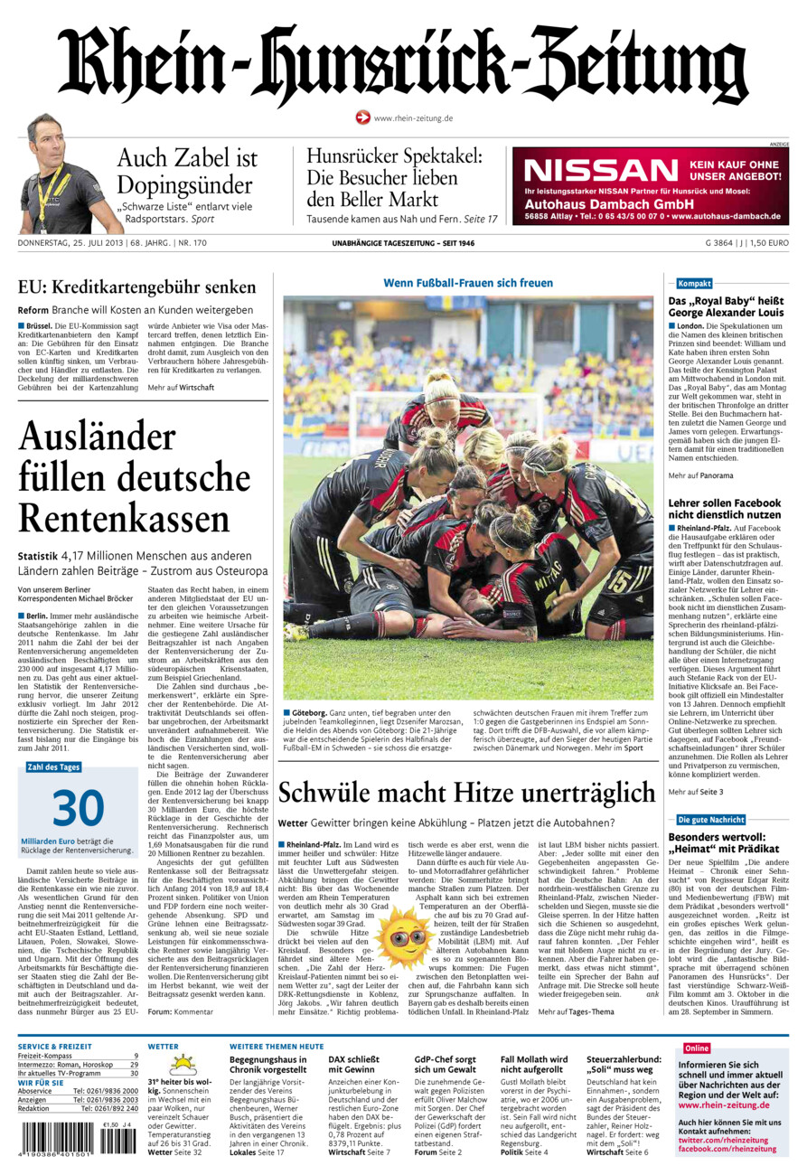 Rhein-Hunsrück-Zeitung vom Donnerstag, 25.07.2013
