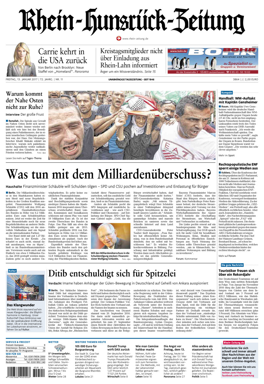 Rhein-Hunsrück-Zeitung vom Freitag, 13.01.2017