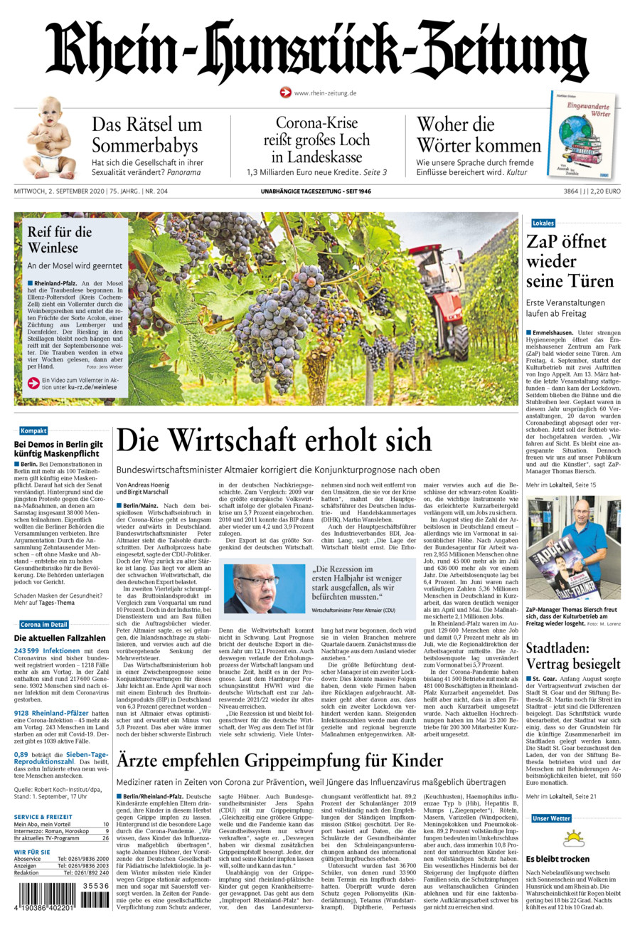 Rhein-Hunsrück-Zeitung vom Mittwoch, 02.09.2020