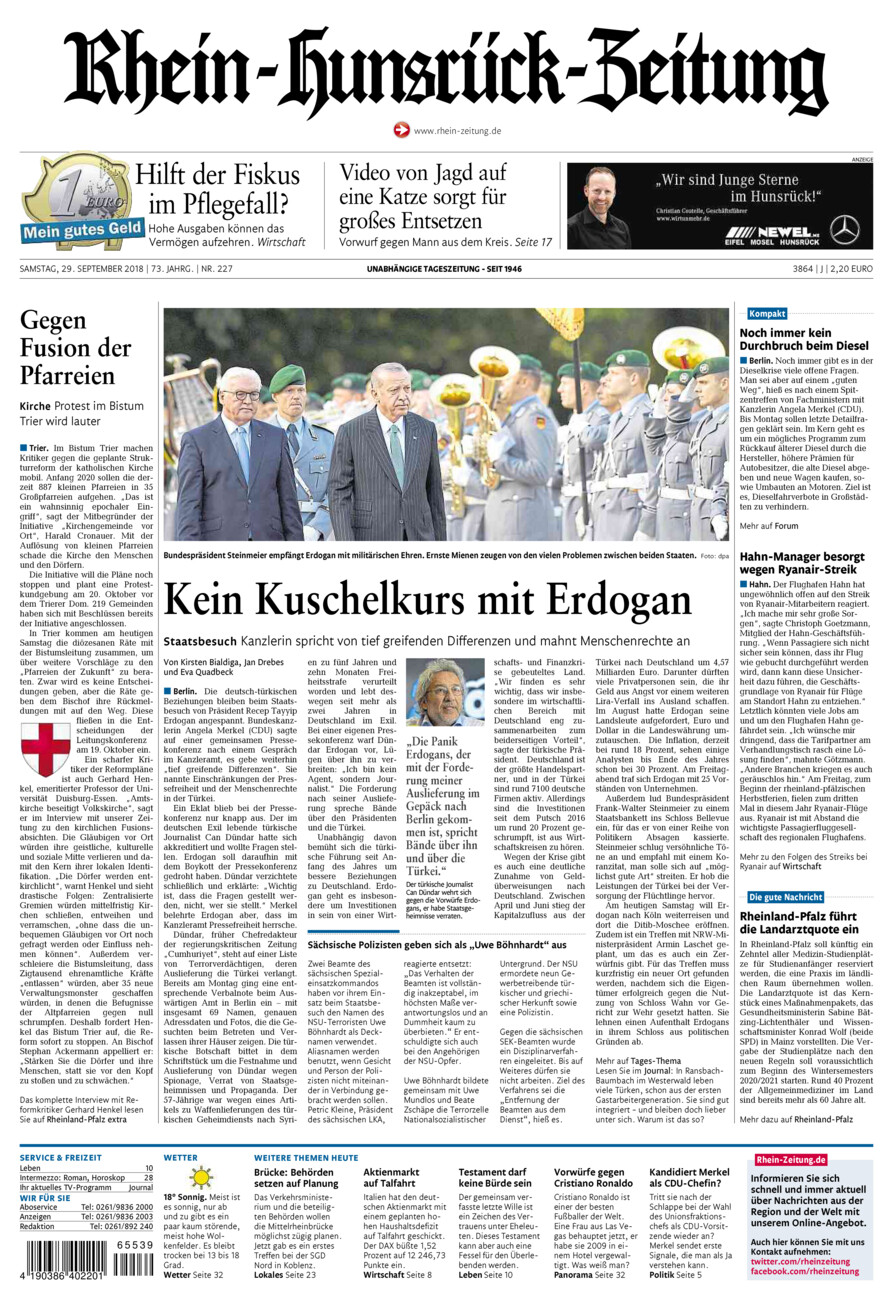 Rhein-Hunsrück-Zeitung vom Samstag, 29.09.2018