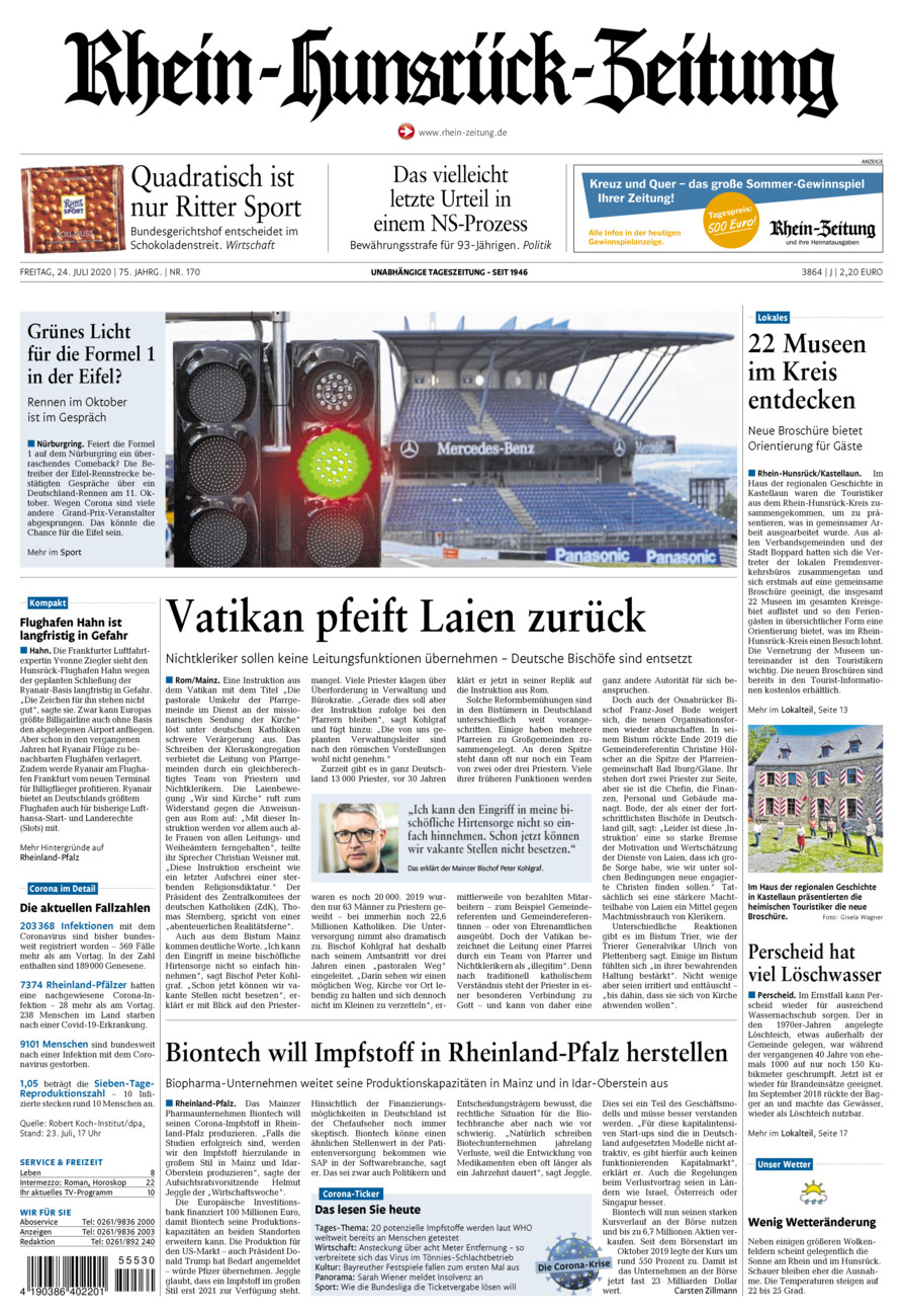 Rhein-Hunsrück-Zeitung vom Freitag, 24.07.2020