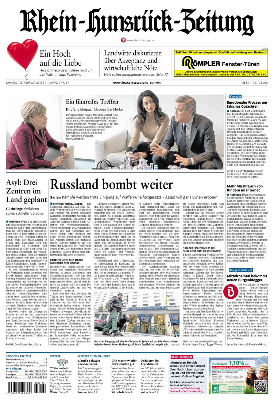 Rhein-Hunsrück-Zeitung vom Samstag, 13.02.2016
