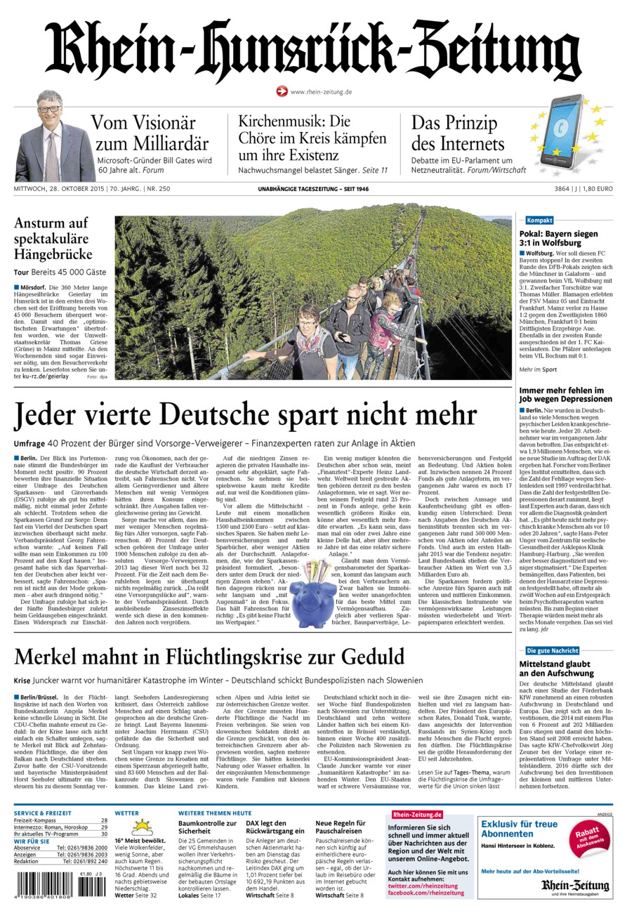 Rhein-Hunsrück-Zeitung vom Mittwoch, 28.10.2015