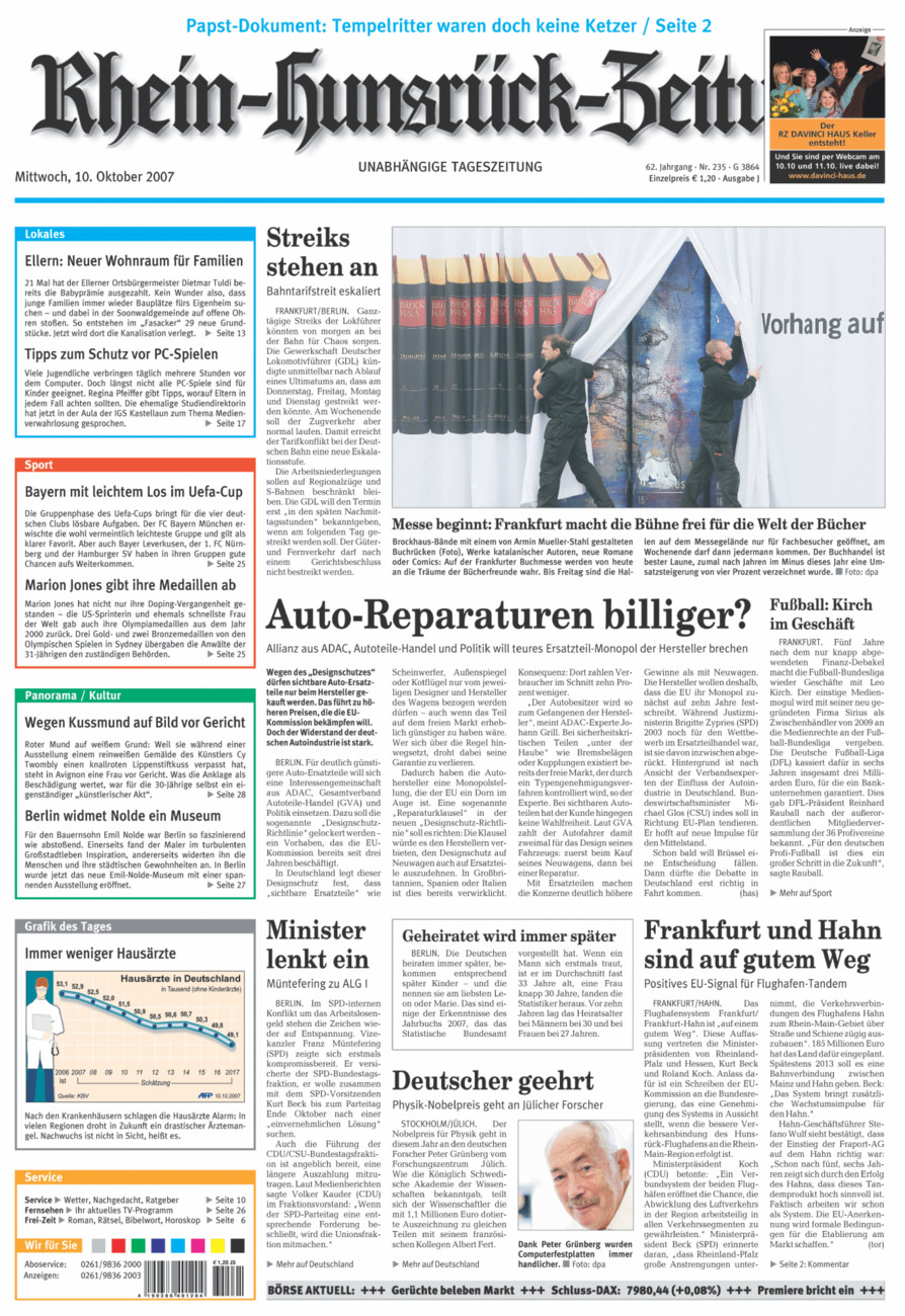 Rhein-Hunsrück-Zeitung vom Mittwoch, 10.10.2007