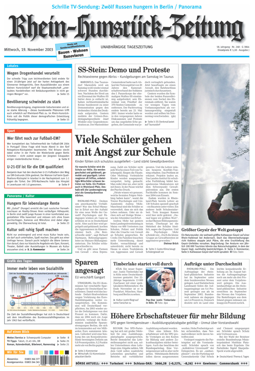 Rhein-Hunsrück-Zeitung vom Mittwoch, 19.11.2003