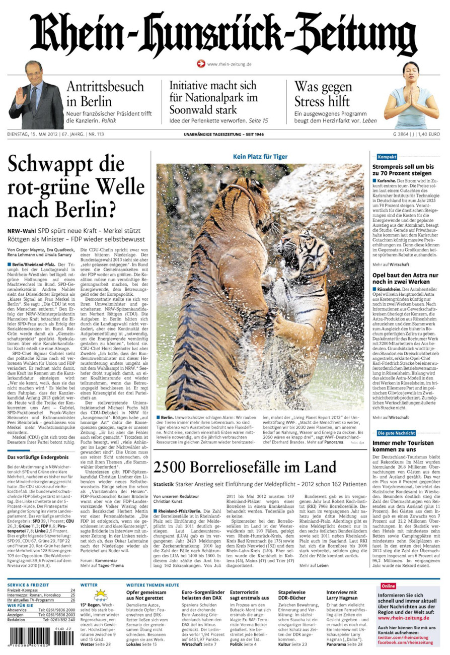 Rhein-Hunsrück-Zeitung vom Dienstag, 15.05.2012