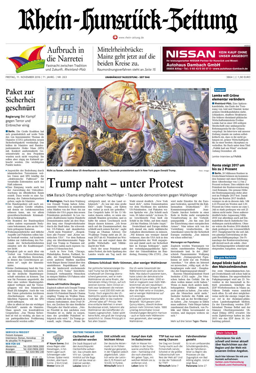 Rhein-Hunsrück-Zeitung vom Freitag, 11.11.2016