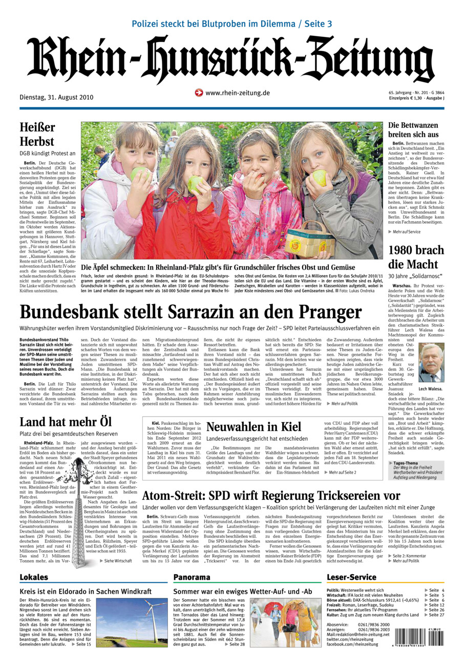 Rhein-Hunsrück-Zeitung vom Dienstag, 31.08.2010