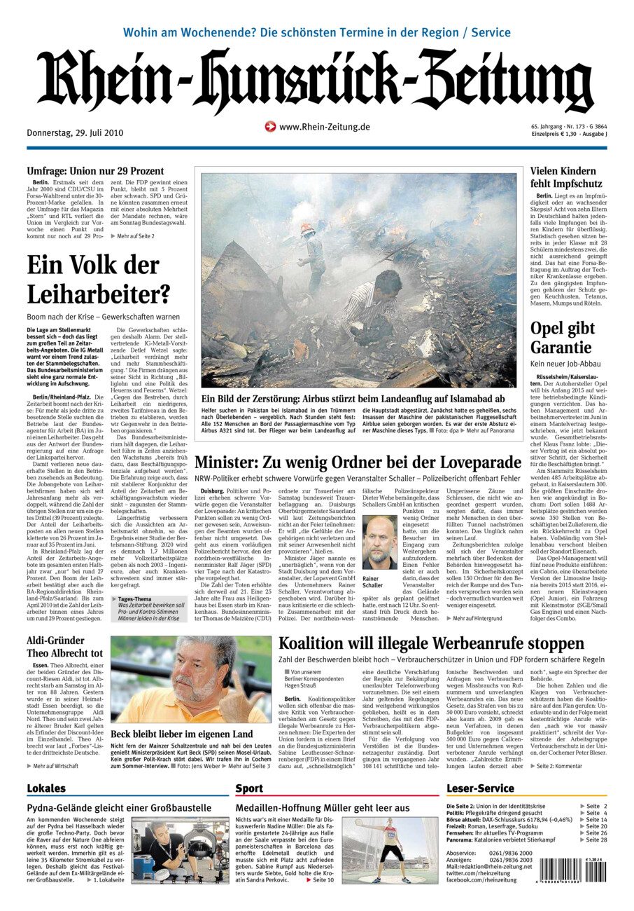 Rhein-Hunsrück-Zeitung vom Donnerstag, 29.07.2010