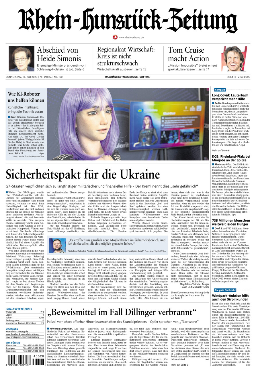 Rhein-Hunsrück-Zeitung vom Donnerstag, 13.07.2023