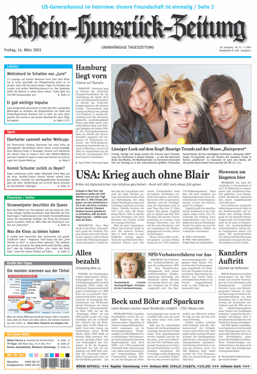 Rhein-Hunsrück-Zeitung vom Freitag, 14.03.2003
