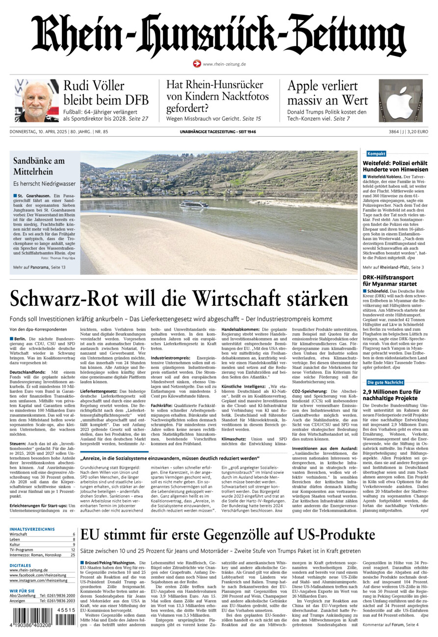Rhein-Hunsrück-Zeitung vom Donnerstag, 10.04.2025
