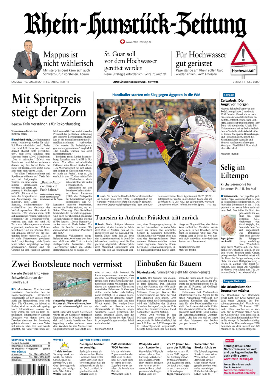 Rhein-Hunsrück-Zeitung vom Samstag, 15.01.2011