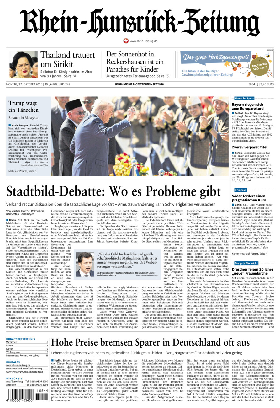 Rhein-Hunsrück-Zeitung vom Montag, 27.10.2025