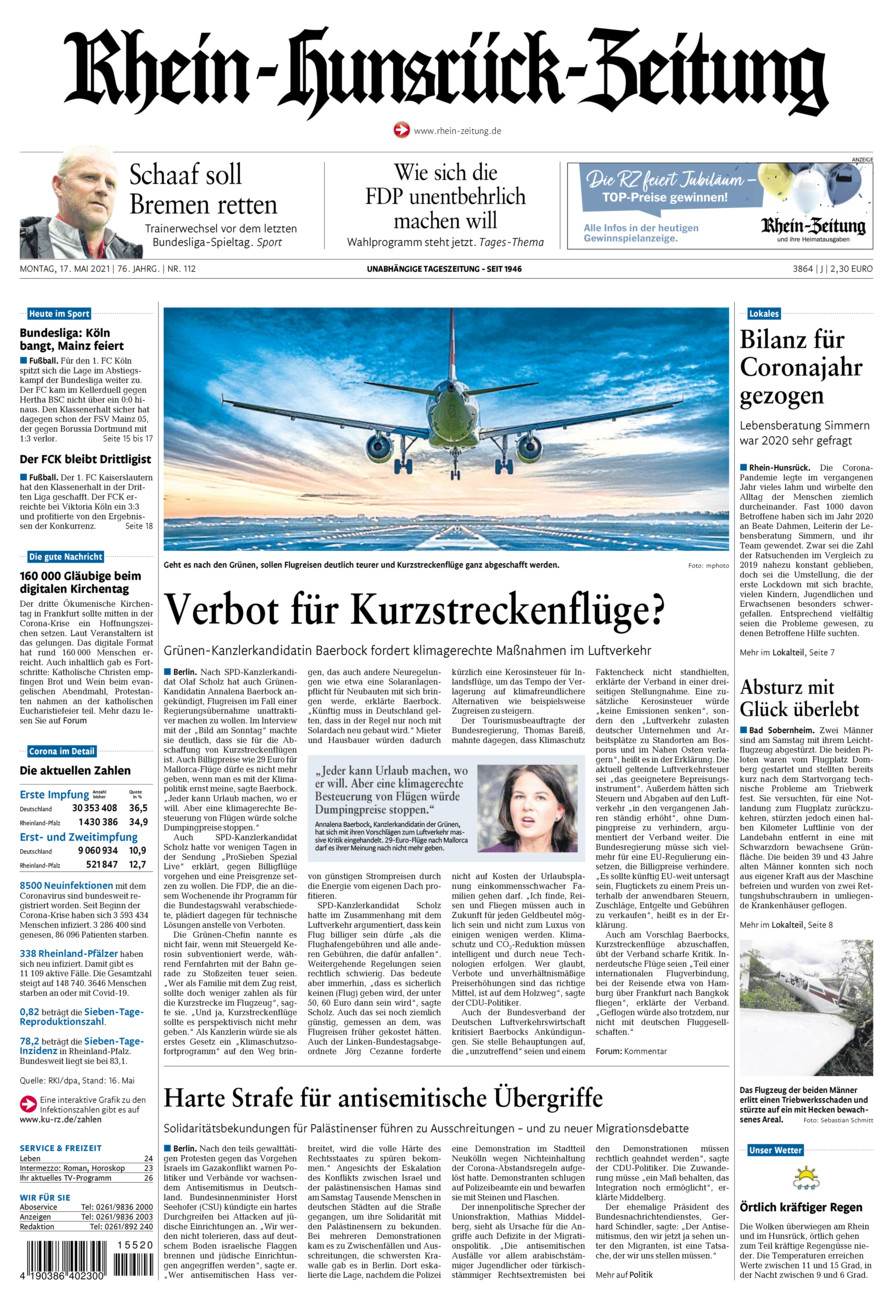 Rhein-Hunsrück-Zeitung vom Montag, 17.05.2021