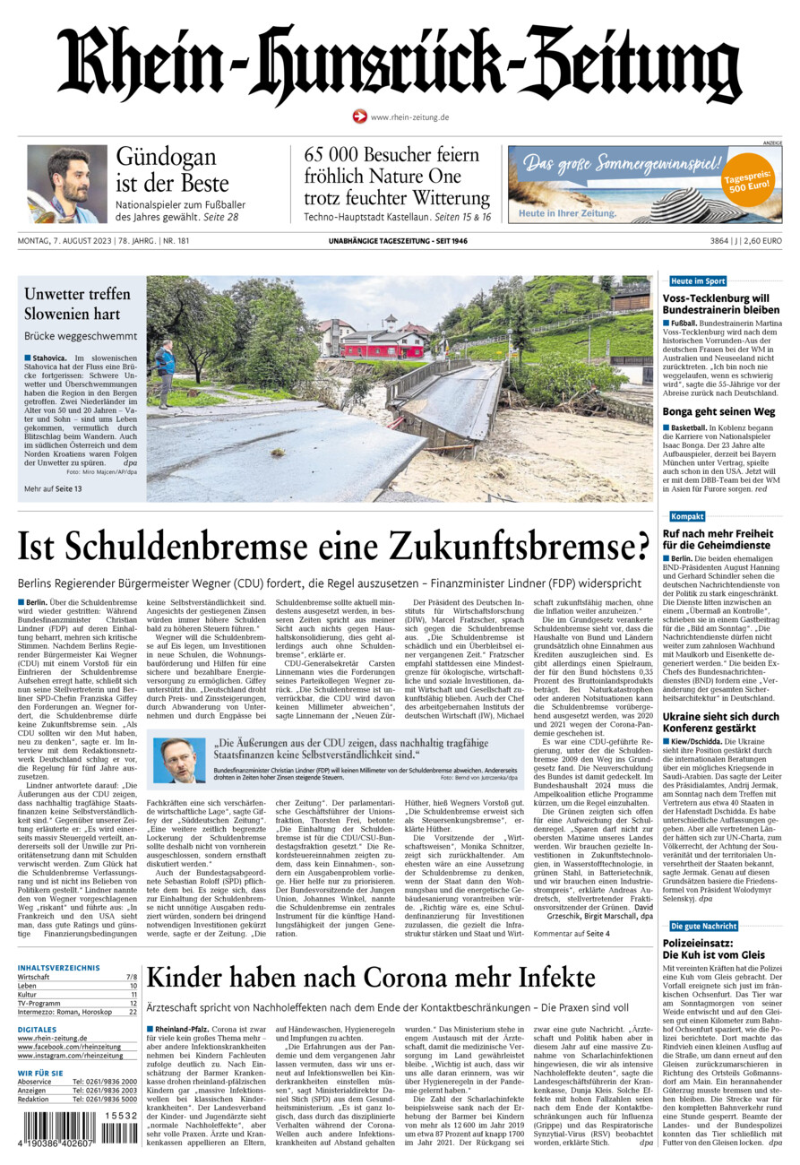 Rhein-Hunsrück-Zeitung vom Montag, 07.08.2023