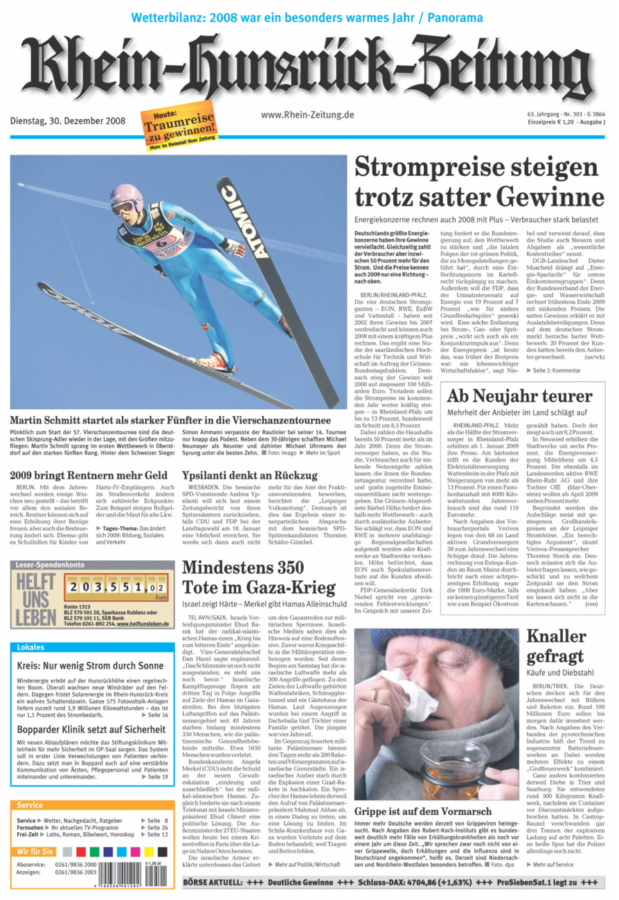 Rhein-Hunsrück-Zeitung vom Dienstag, 30.12.2008