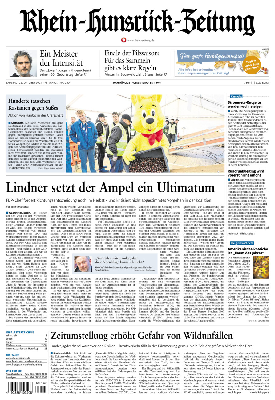 Rhein-Hunsrück-Zeitung vom Samstag, 26.10.2024