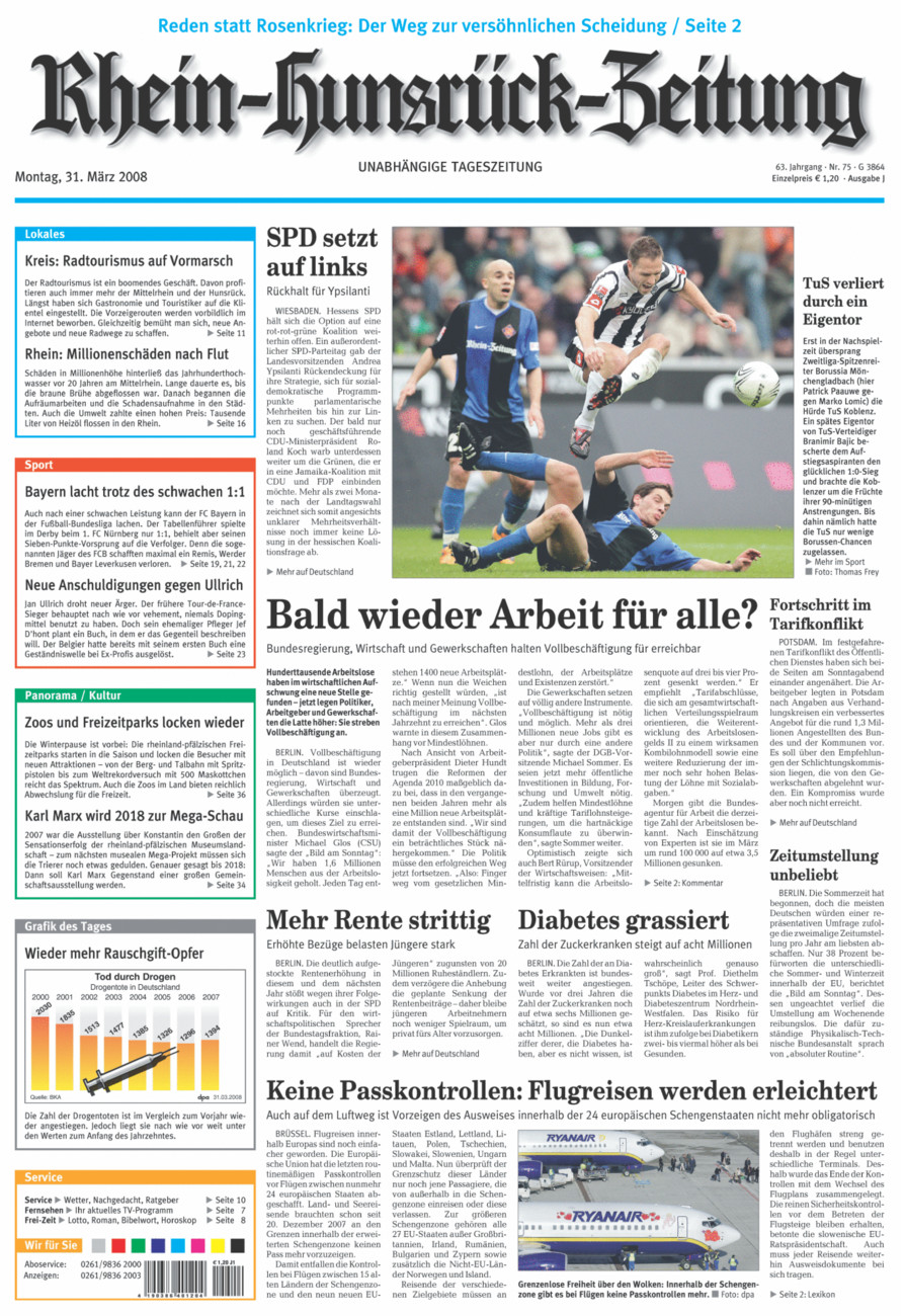 Rhein-Hunsrück-Zeitung vom Montag, 31.03.2008