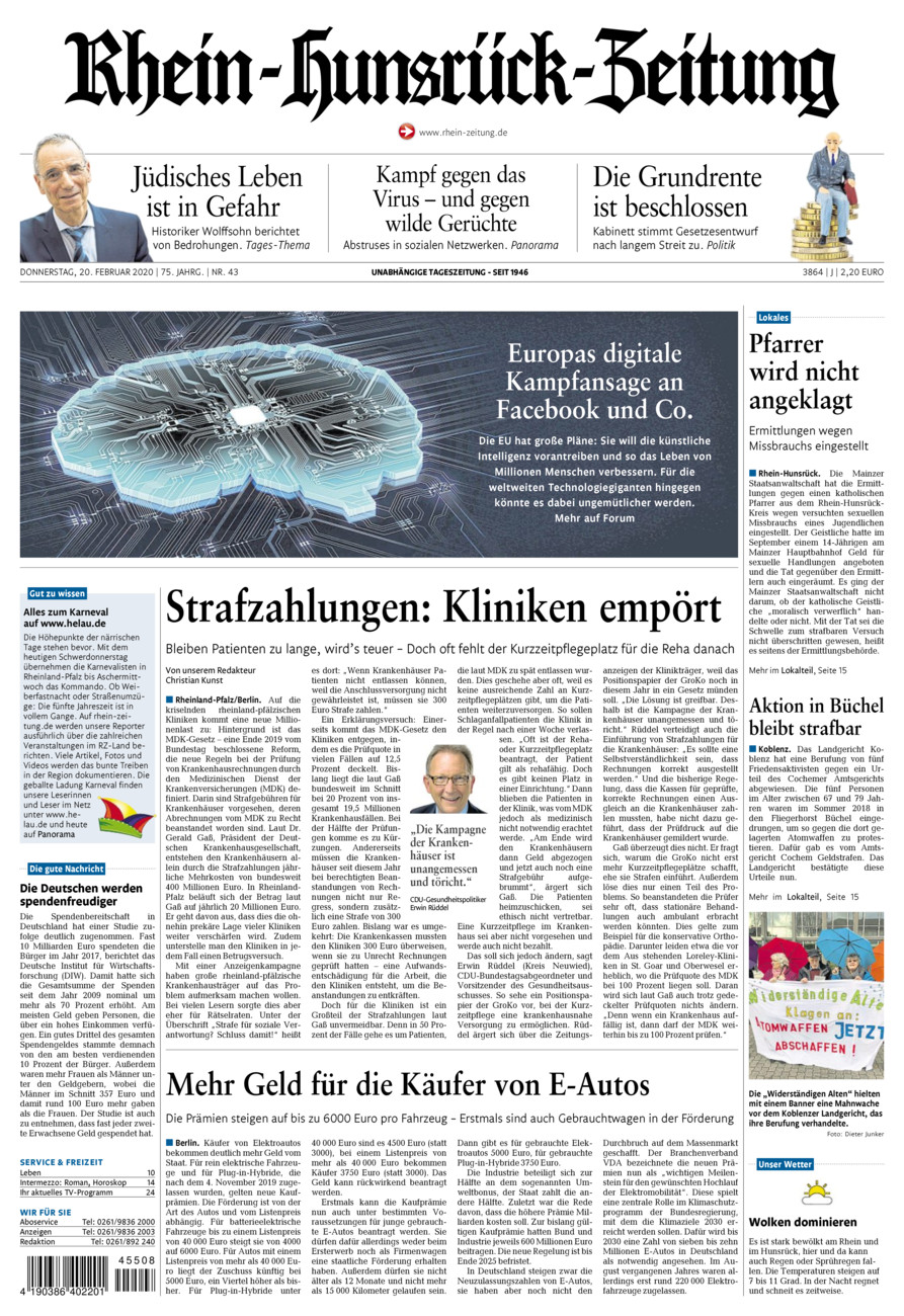 Rhein-Hunsrück-Zeitung vom Donnerstag, 20.02.2020
