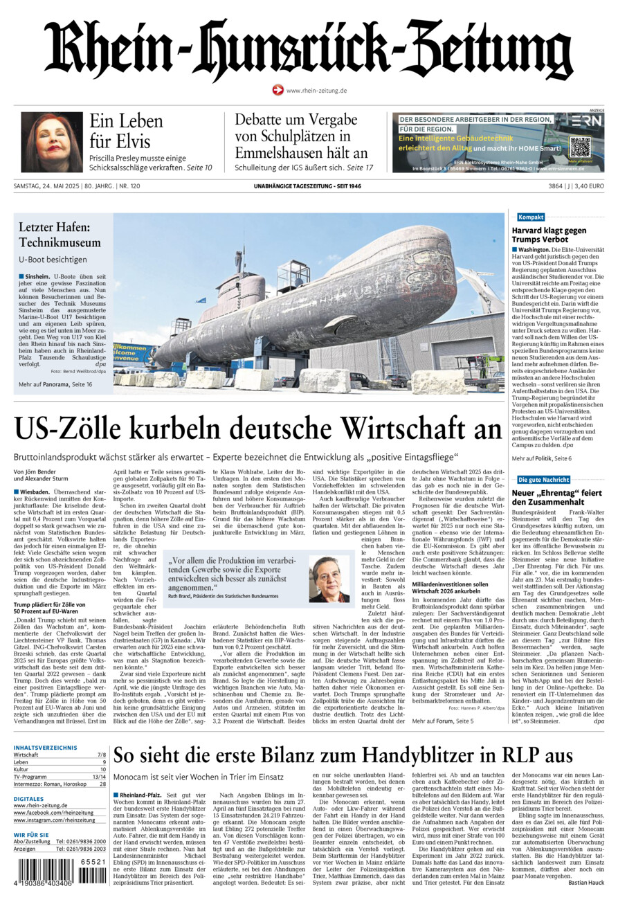 Rhein-Hunsrück-Zeitung vom Samstag, 24.05.2025