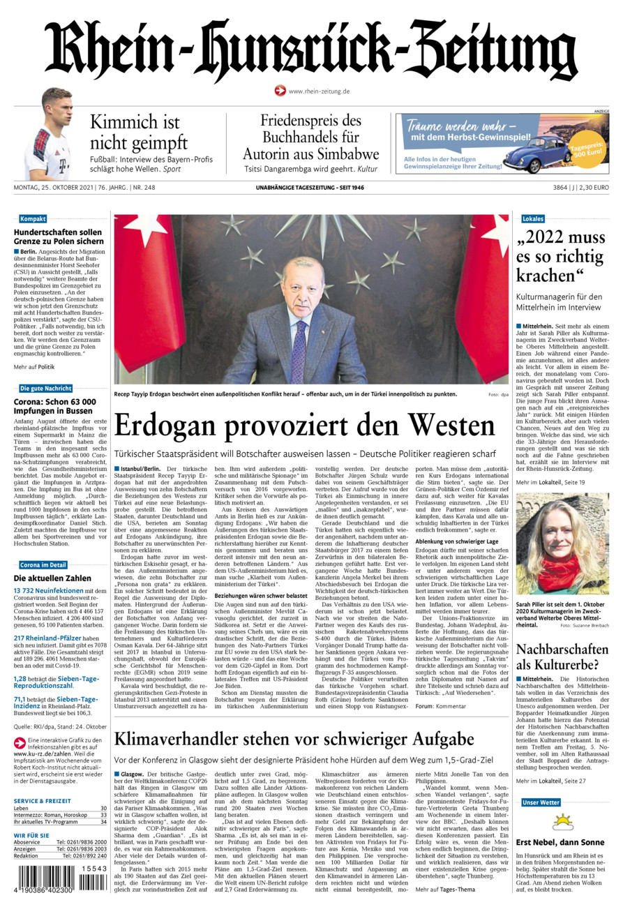 Rhein-Hunsrück-Zeitung vom Montag, 25.10.2021