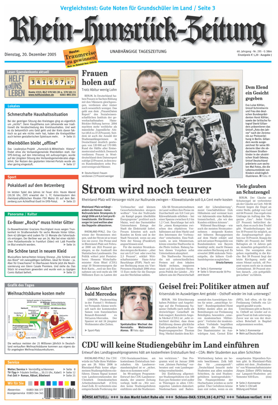 Rhein-Hunsrück-Zeitung vom Dienstag, 20.12.2005