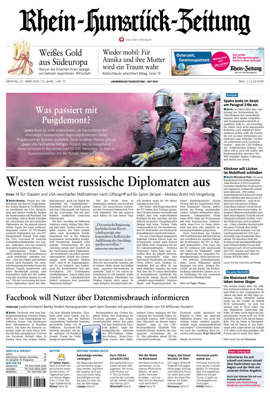 Rhein-Hunsrück-Zeitung vom Dienstag, 27.03.2018