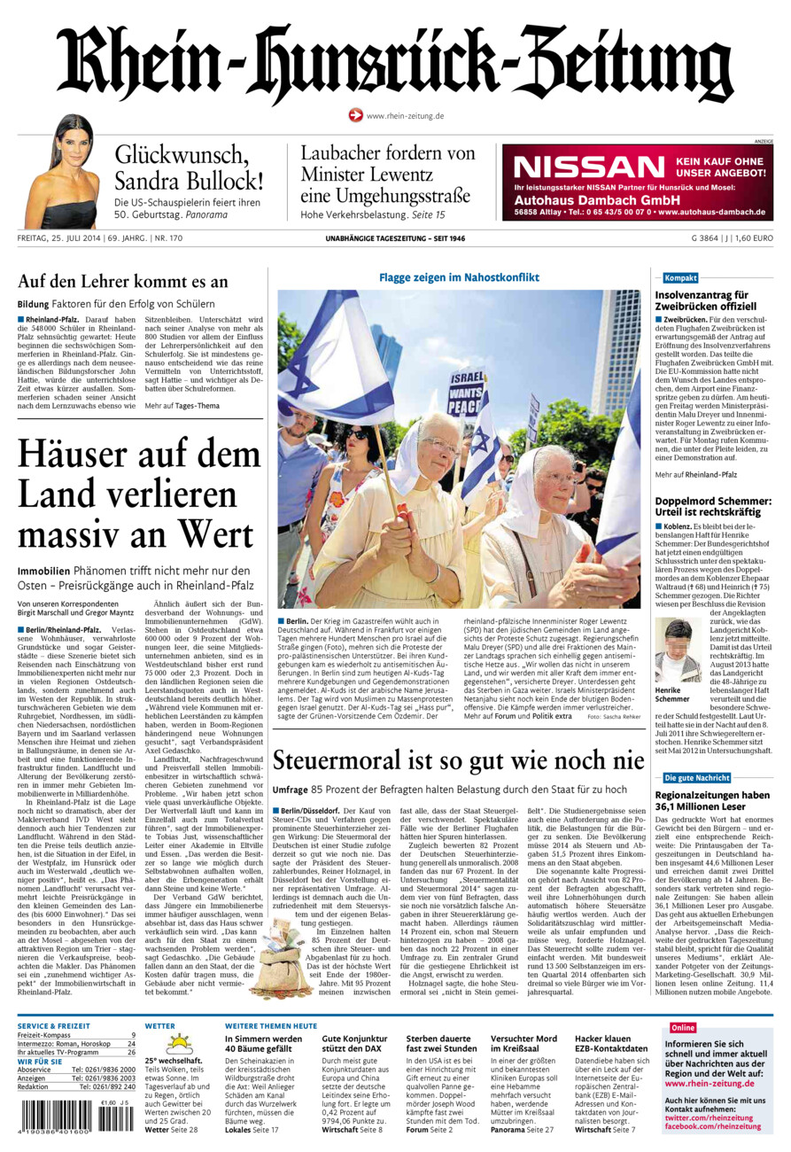 Rhein-Hunsrück-Zeitung vom Freitag, 25.07.2014