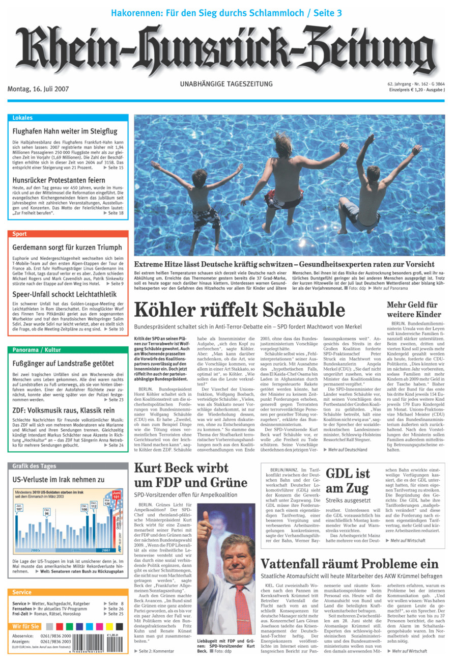 Rhein-Hunsrück-Zeitung vom Montag, 16.07.2007