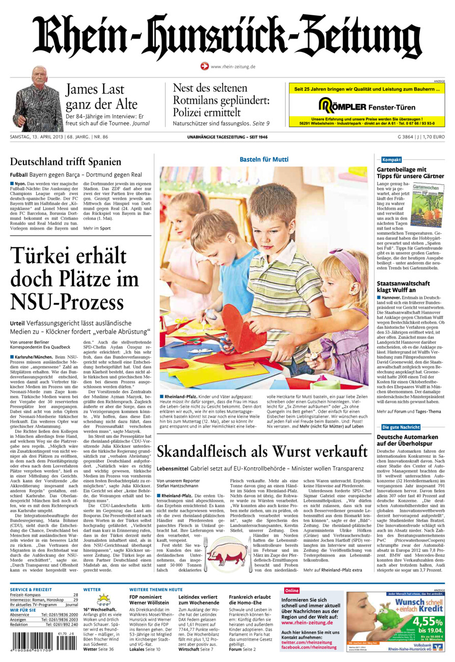 Rhein-Hunsrück-Zeitung vom Samstag, 13.04.2013