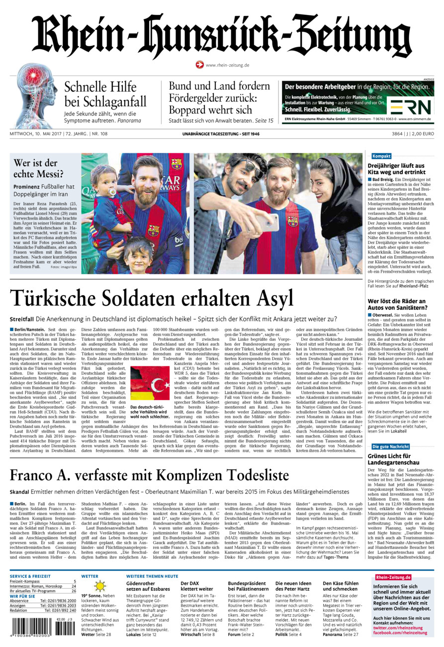 Rhein-Hunsrück-Zeitung vom Mittwoch, 10.05.2017