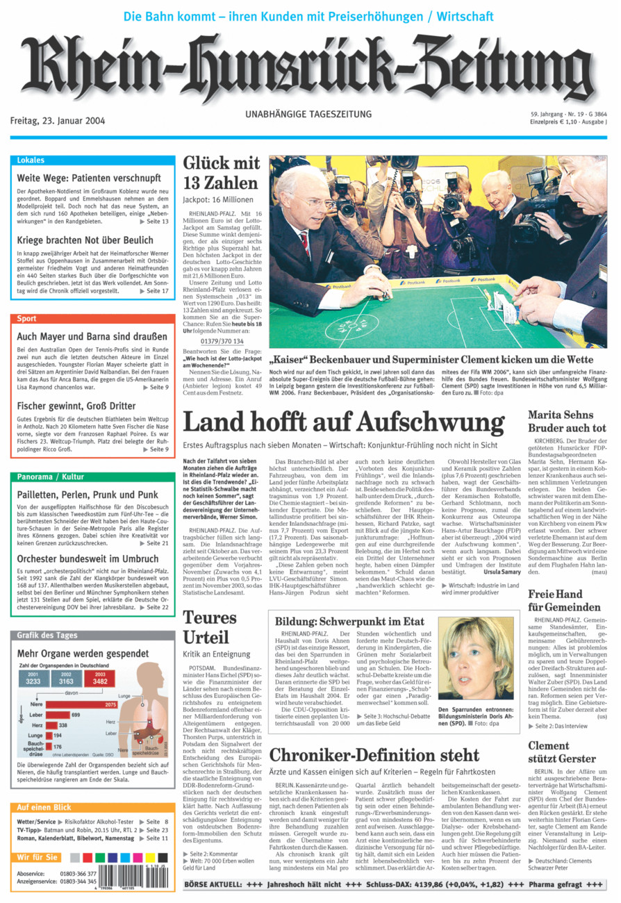 Rhein-Hunsrück-Zeitung vom Freitag, 23.01.2004