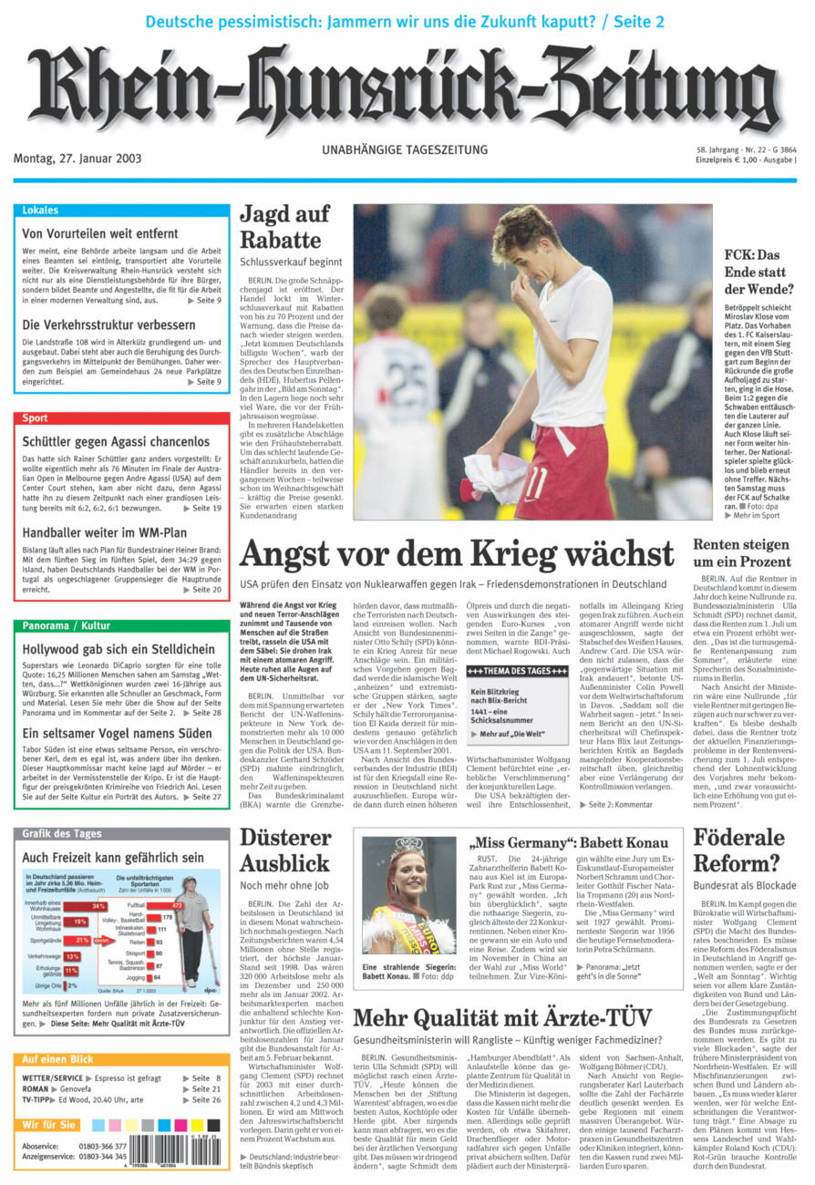 Rhein-Hunsrück-Zeitung vom Montag, 27.01.2003
