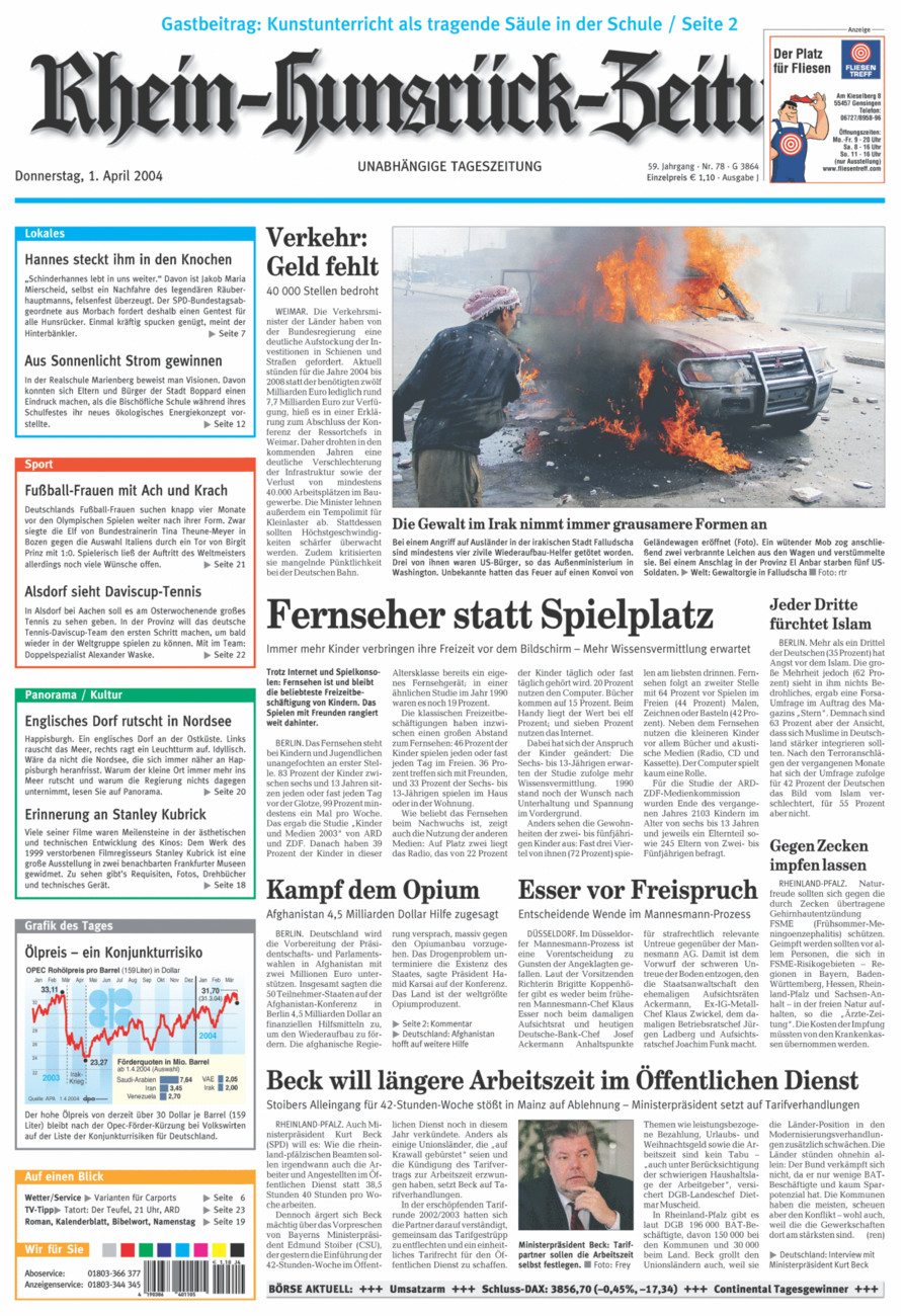 Rhein-Hunsrück-Zeitung vom Donnerstag, 01.04.2004