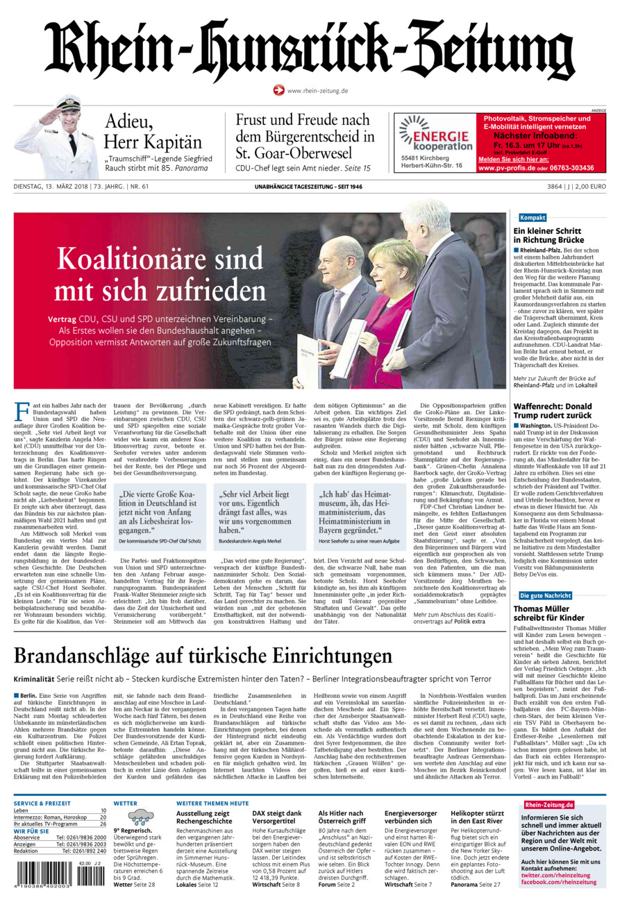 Rhein-Hunsrück-Zeitung vom Dienstag, 13.03.2018