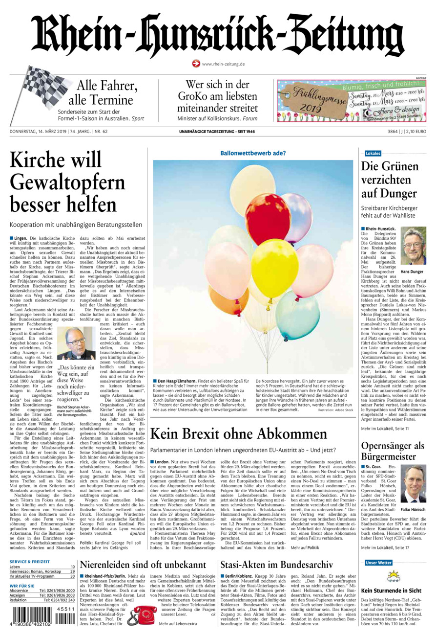 Rhein-Hunsrück-Zeitung vom Donnerstag, 14.03.2019