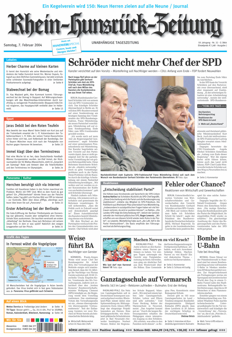 Rhein-Hunsrück-Zeitung vom Samstag, 07.02.2004