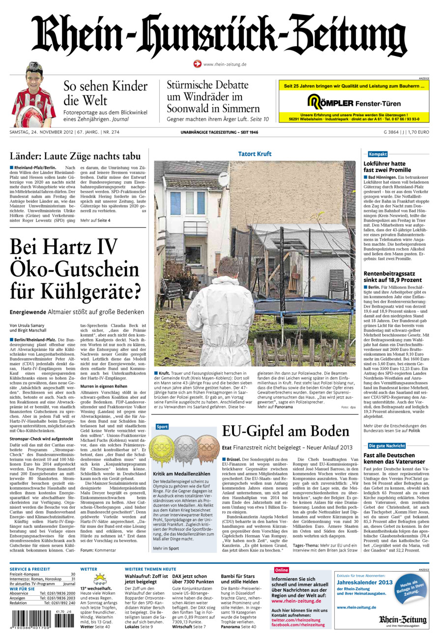 Rhein-Hunsrück-Zeitung vom Samstag, 24.11.2012