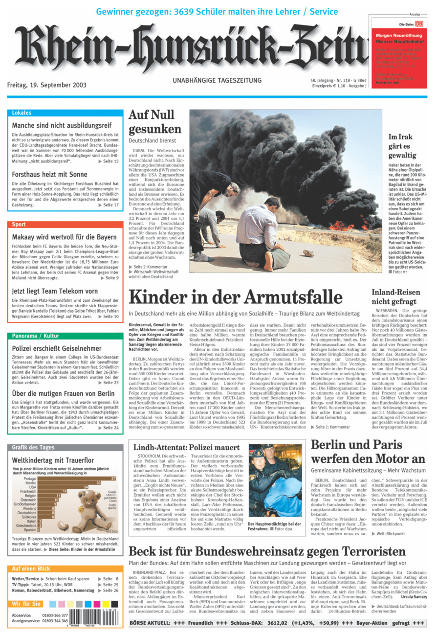 Rhein-Hunsrück-Zeitung vom Freitag, 19.09.2003