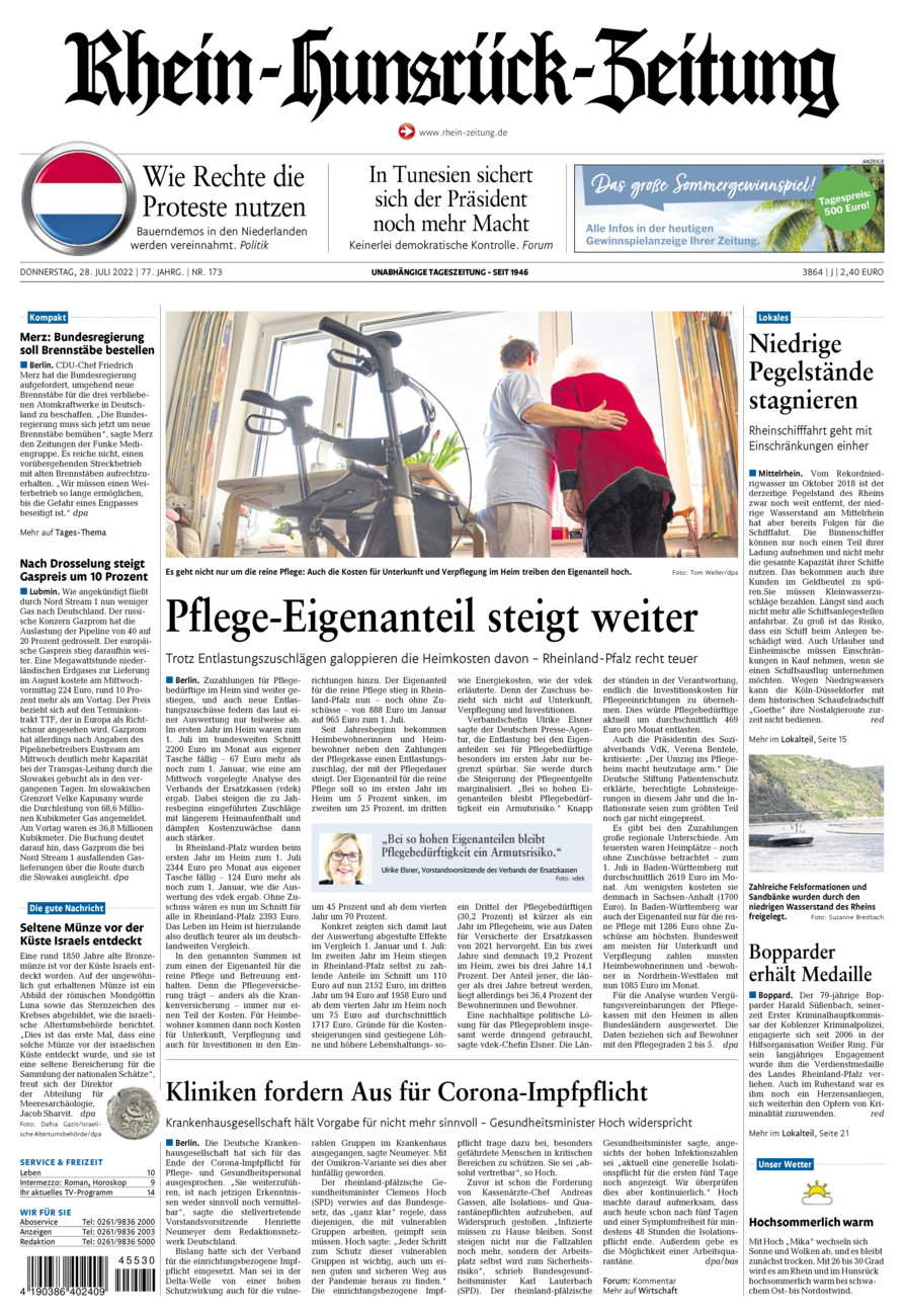Rhein-Hunsrück-Zeitung vom Donnerstag, 28.07.2022