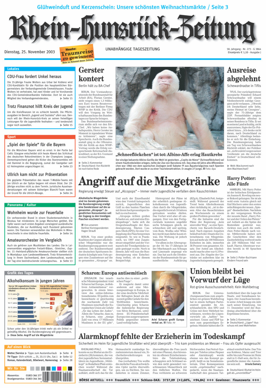 Rhein-Hunsrück-Zeitung vom Dienstag, 25.11.2003