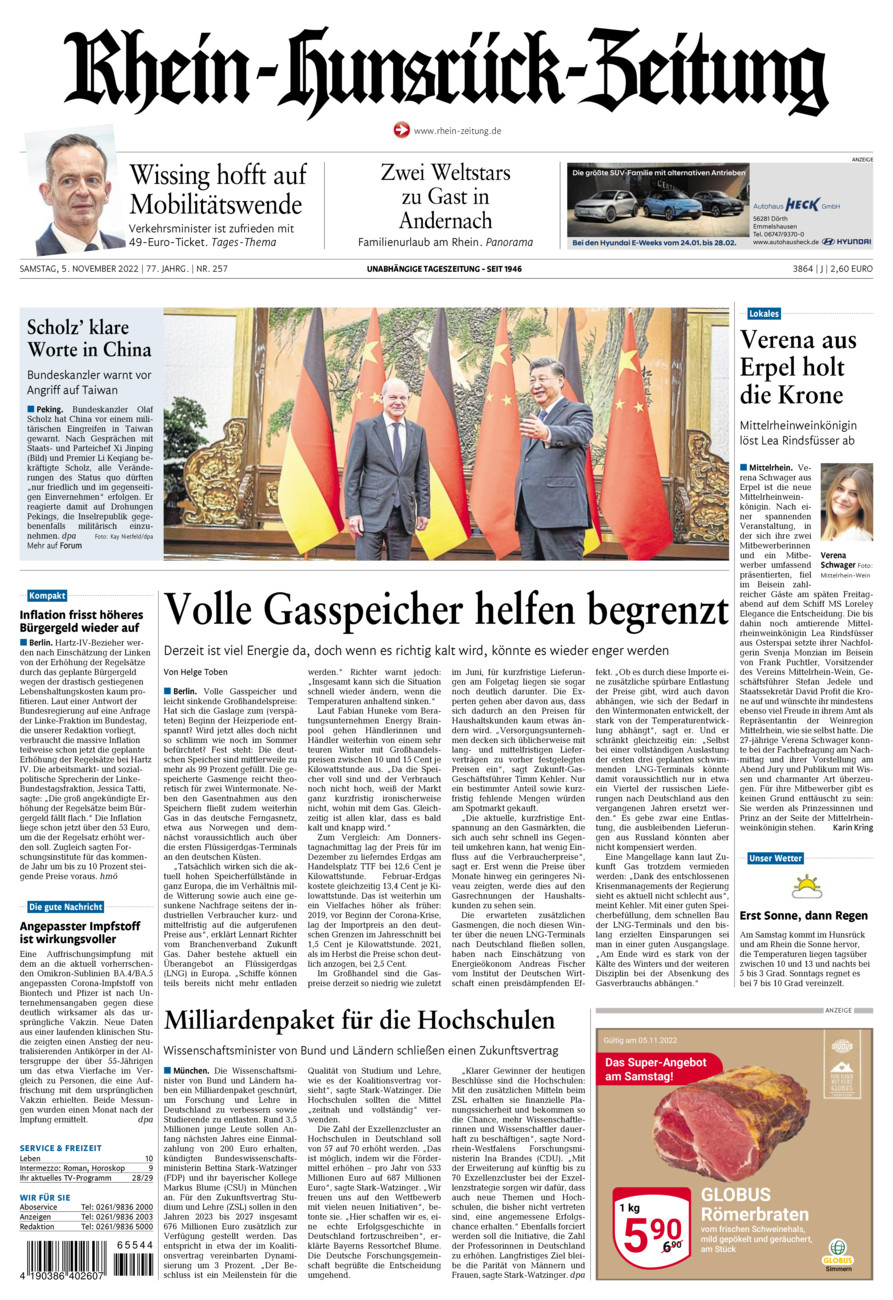 Rhein-Hunsrück-Zeitung vom Samstag, 05.11.2022