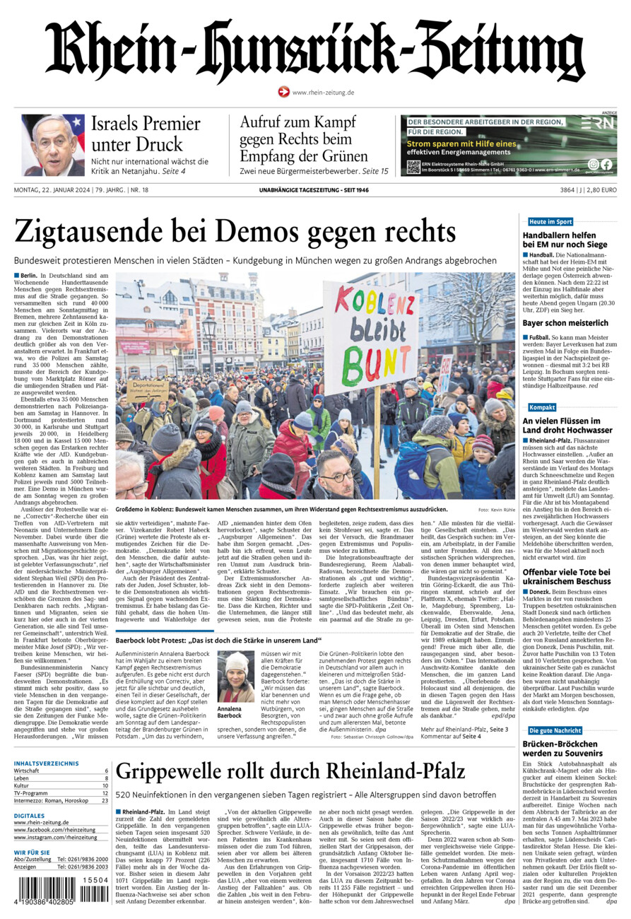 Rhein-Hunsrück-Zeitung vom Montag, 22.01.2024