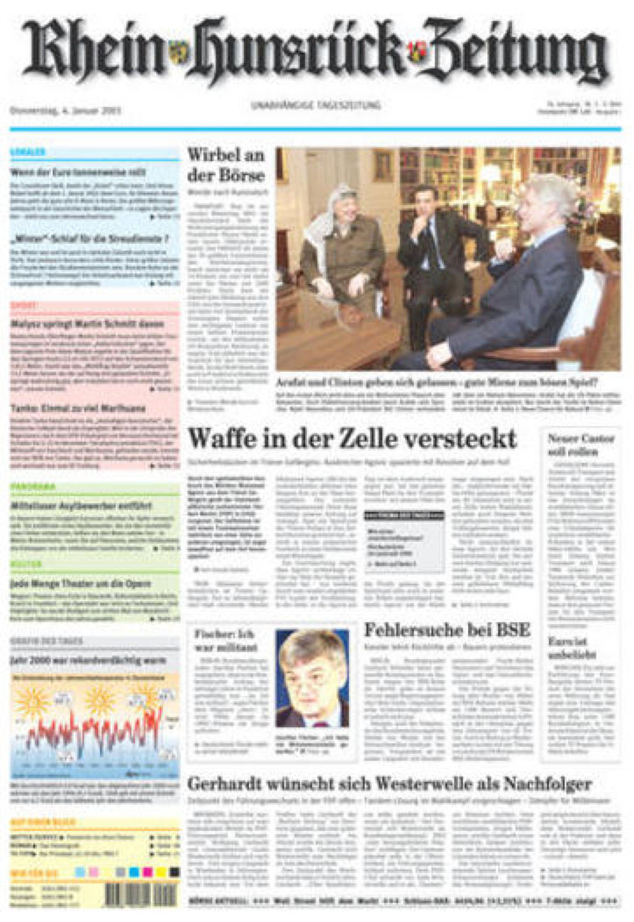 Rhein-Hunsrück-Zeitung vom Donnerstag, 04.01.2001